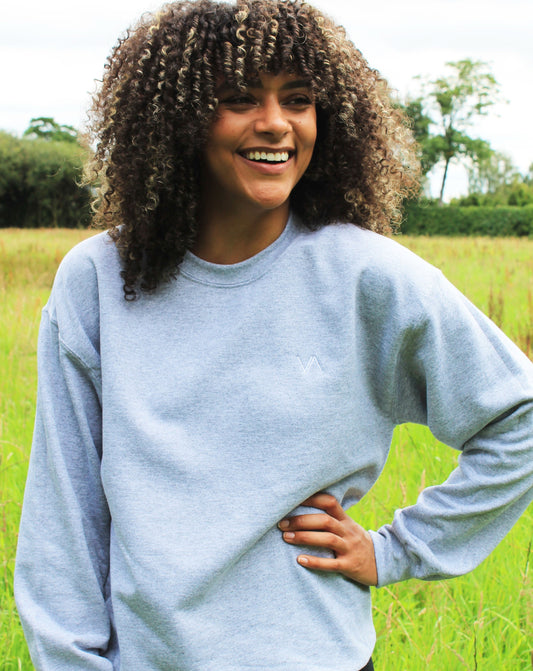 Grey Embroidered Oversized Sweatshirt