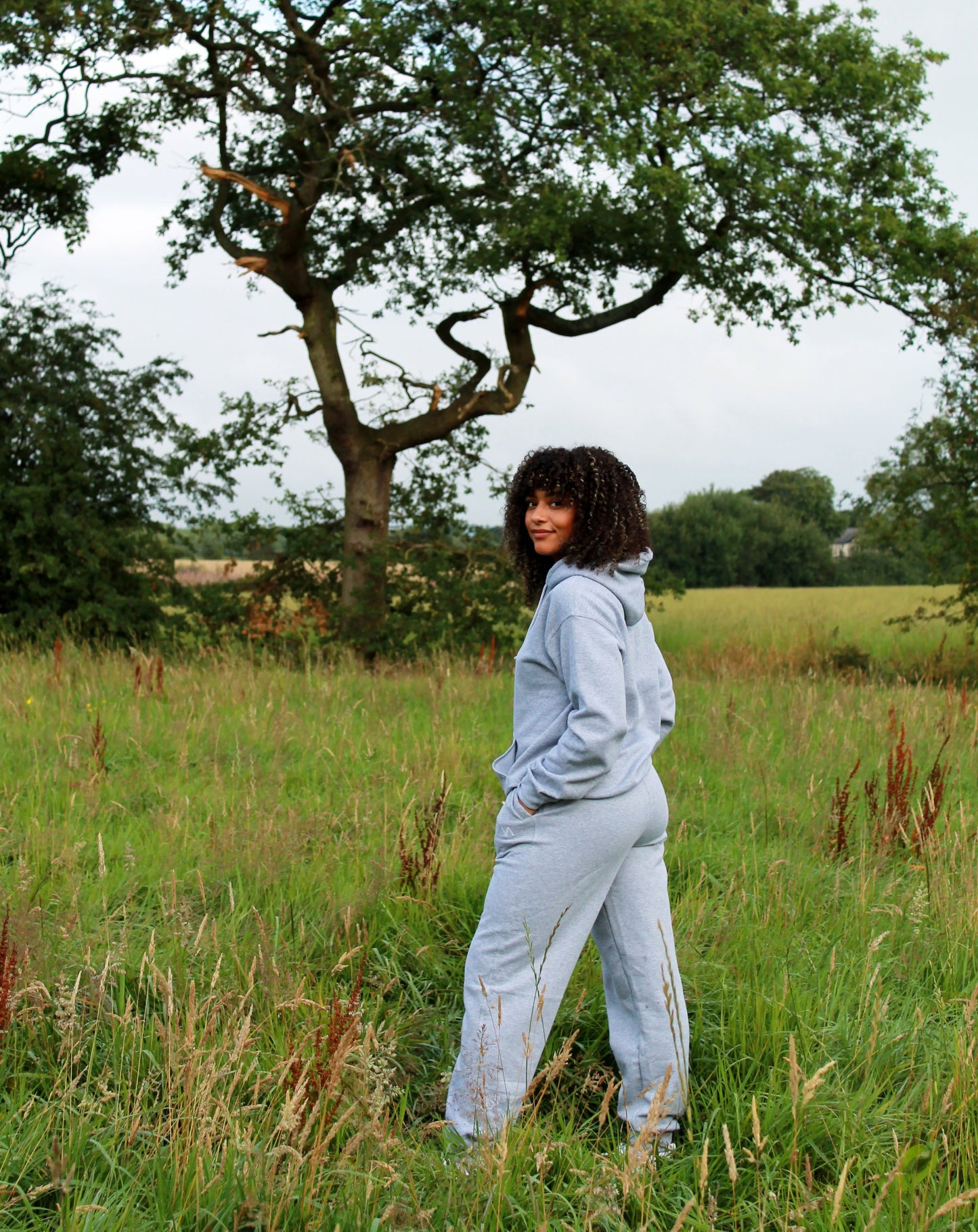 Grey Embroidered Oversized Hoody