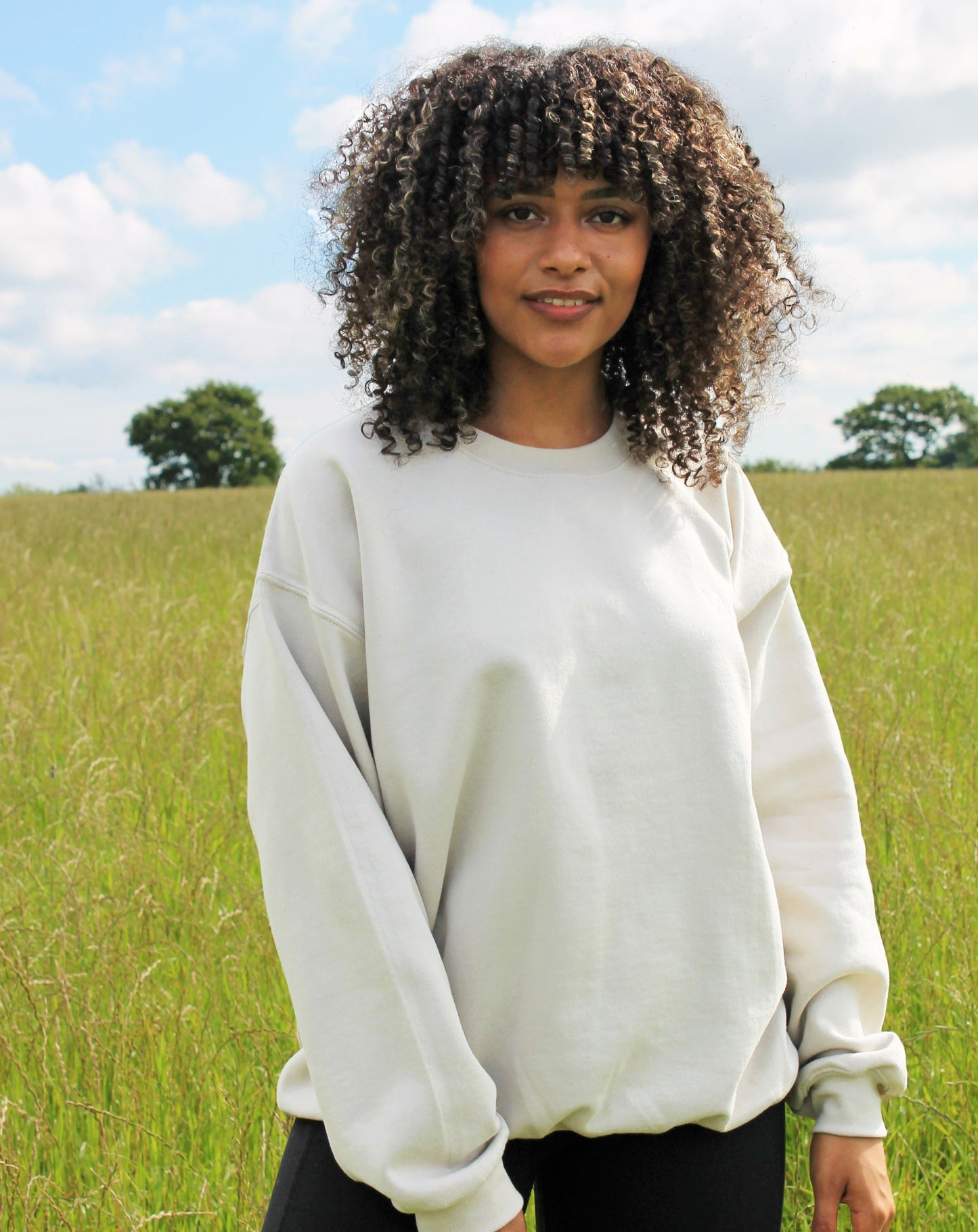 Sand Embroidered Oversized Sweatshirt